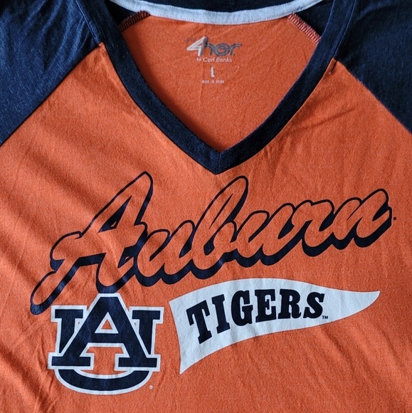 Auburn Tigers Womens V Neck T Shirt G-III 4her by Carl Banks size L preowned 🐯 - Picture 2 of 6